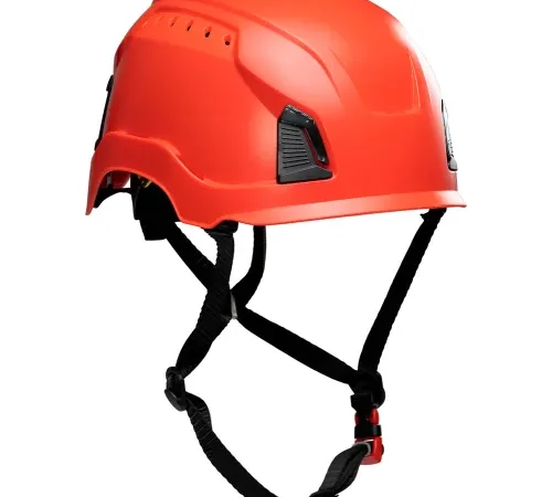 Traverse™ Industrial Climbing Helmet, 4-Point Chin Strap, Vented, Type 1, Red