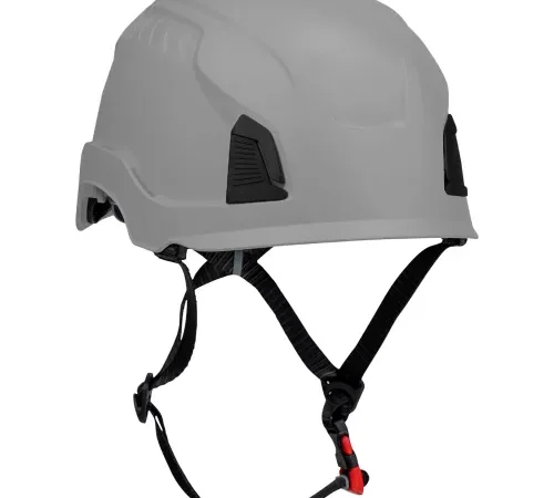 Traverse™ Industrial Climbing Helmet, 4-Point Chin Strap, Non-Vented, Gray