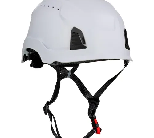 Traverse™ Industrial Climbing Helmet, 4-Point Chin Strap, Vented, White