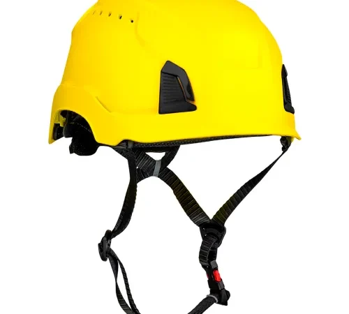 Traverse™ Industrial Climbing Helmet, 4-Point Chin Strap, Vented, Yellow