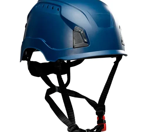 Traverse™ Industrial Climbing Helmet, 4-Point Chin Strap, Vented, Navy