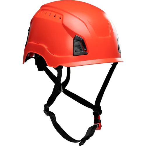 Traverse™ Industrial Climbing Helmet, 4-Point Chin Strap, Vented, Red