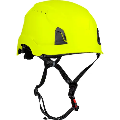 Traverse™ Industrial Climbing Helmet, 4-Point Chin Strap, Vented, Hi-Vis Yellow