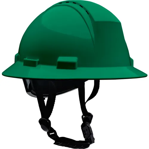 Kilimanjaro™ Full Brim Safety Helmet, 4-Point Textile, Vented, Dark Green
