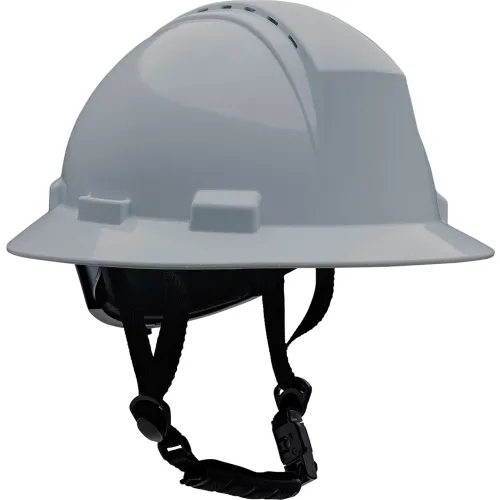 Kilimanjaro™ Full Brim Safety Helmet, 4-Point Textile, Vented, Gray