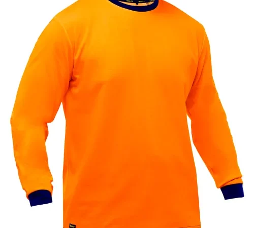 Bisley® Men's Non-ANSI Long Sleeve Shirt, L, Hi-Vis Orange