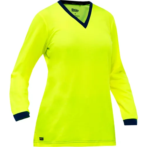 Pip Global Bisley® Women's Long Sleeve Shirt, XL, Hi-Vis Yellow