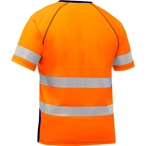 Bisley® Men's Short Sleeve T-Shirt with Navy Bottom, Class 2, 5XL, Hi-Vis Orange - Image 2