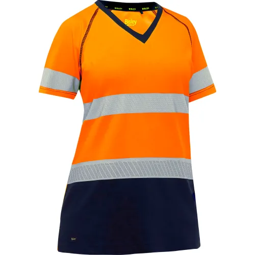 Pip Global Bisley® Women's Short Sleeve T-Shirt, Class 2, S, Hi-Vis Orange