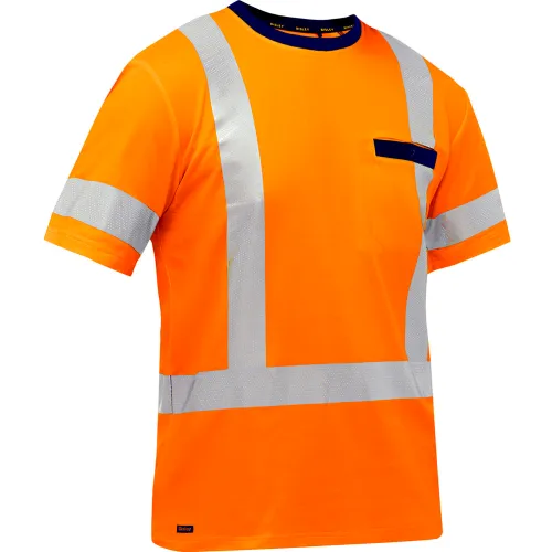 Bisley® Men's Short Sleeve T-Shirt, Class 3, 3XL, Hi-Vis Orange