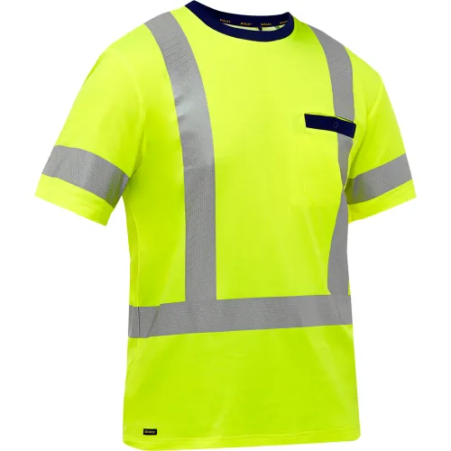 Bisley® Men's X-Back Short Sleeve T-Shirt, Class 3, 3XL, Hi-Vis Yellow