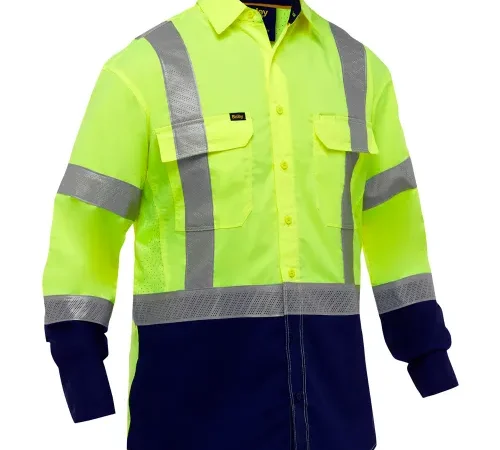 Bisley® Men's Long Sleeve Work Shirt with X-Airflow™ & X-Back, Class 3, 2XL, Hi-Vis Orange