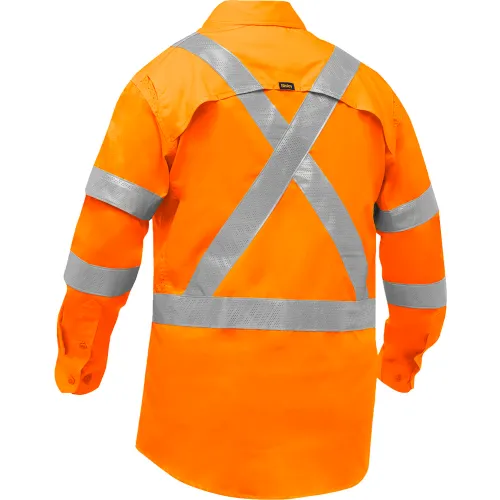 Bisley® Men's Long Sleeve Work Shirt with X-Airflow™ & X-Back, Class 3, L, Hi-Vis Orange - Image 2