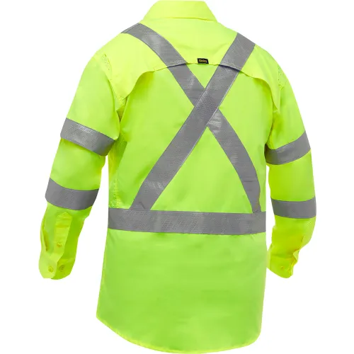 Bisley® Men's Long Sleeve Work Shirt with X-Airflow™ & X-Back, Class 3, 5XL, Hi-Vis Yellow - Image 2