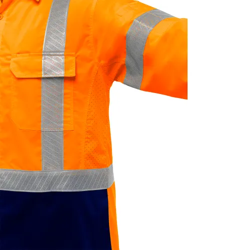 Bisley® Men's Long Sleeve Work Shirt with X-Airflow™ & Navy Bottom, 2XL, Hi-Vis Yellow - Image 3