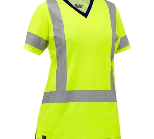 Bisley® Women's Short Sleeve T-Shirt, Class 2, L, Hi-Vis Yellow