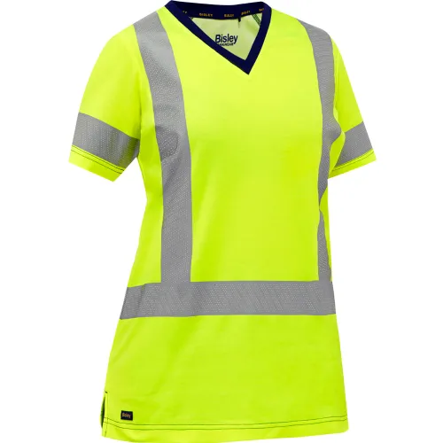 Bisley® Women's Short Sleeve T-Shirt, Class 2, L, Hi-Vis Yellow