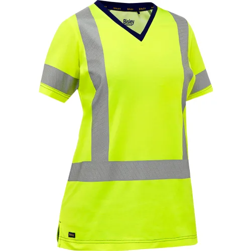 Bisley® Women's X-Back Short Sleeve Shirt, Class 2, S, Hi-Vis Yellow