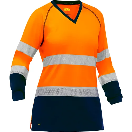 Pip Global Bisley® Women's Long Sleeve Shirt, Class 3, XL, Hi-Vis Orange