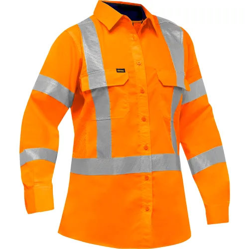 Pip Global Bisley® X-Back Airflow™ Women's Long Sleeve Shirt, Class 3, 2XL, Hi-Vis Orange