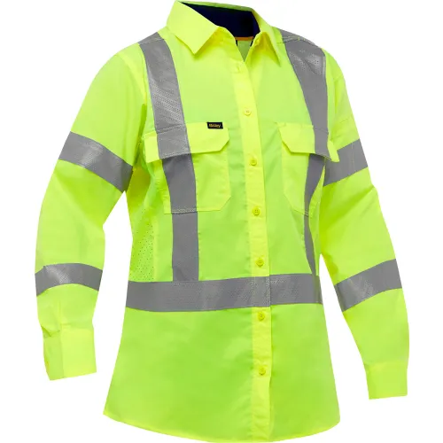 Pip Global Bisley® X-Back Airflow™ Women's Long Sleeve Shirt, Class 3, M, Hi-Vis Yellow