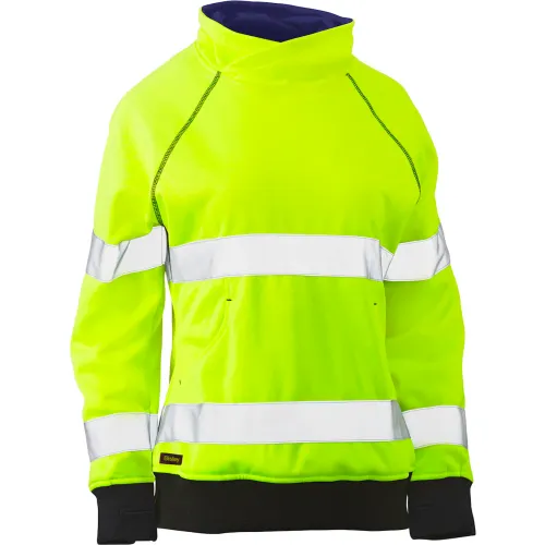 Bisley® Women's Contoured Pullover Sweatshirt, Class 3, L, Hi-Vis Yellow