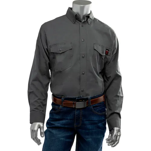 PIP® Men's AR/FR Dual Certified Ripstop Long Sleeve Work Shirt, 3XL, Gray