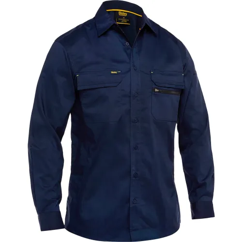 Bisley® Men's Long Sleeve Ripstop Work Shirt with X-Airflow™ Ventilation, 2XL, Navy