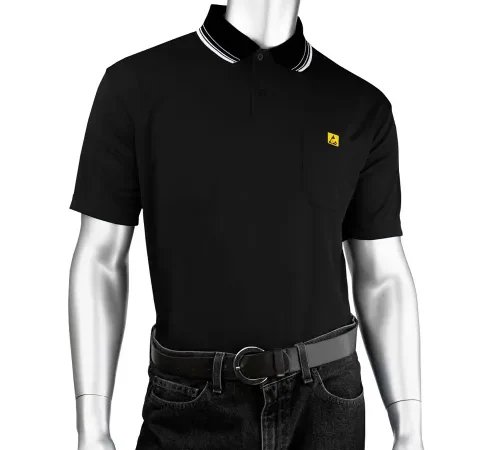 Uniform Technology™ Men's Short Sleeve ESD Polo Shirt, 4XL, Black