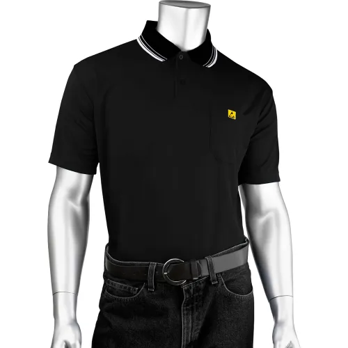 Uniform Technology™ Men's Short Sleeve ESD Polo Shirt, XL, Black