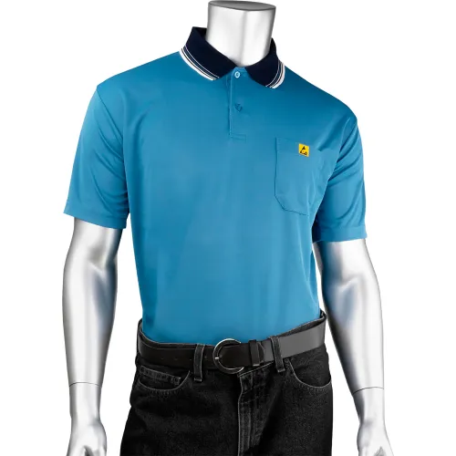 Uniform Technology™ Men's Short Sleeve ESD Polo Shirt, L, Royal Blue
