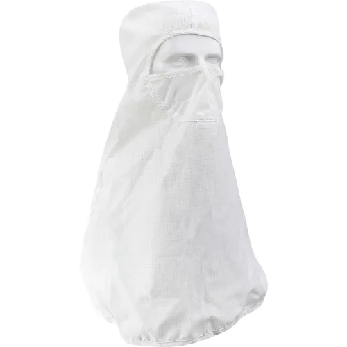 Uniform Technology™ Cleanroom Hood with Built-In Face Mask, Pull Over, M, White