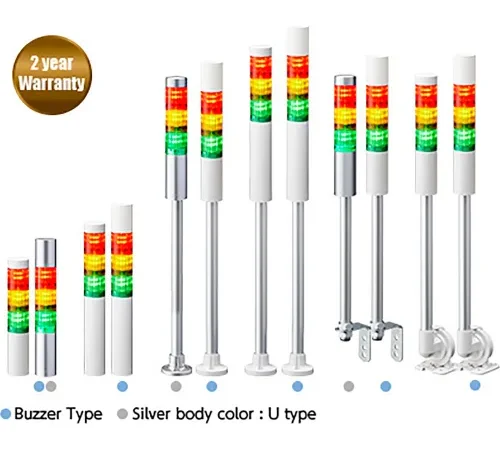 Patlite® LR4 LED Signal Tower Light w/ Surface Bracket, Flashing/Buzzer, 240V, Red/Amber/Green