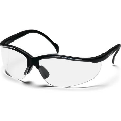 Venture II® Safety Glasses Clear Lens , Black Frame - Pkg Qty 12