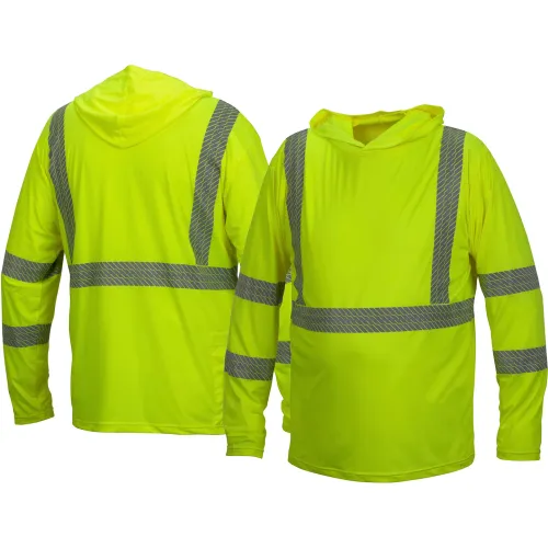 Pyramex® RLPH1 Long Sleeve Pullover Hoodie with UV Protection, Class 3, 2XL, Hi-Vis Lime - Image 3