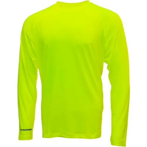 Pyramex® RLP1NS Long Sleeve Pullover T-Shirt with UV Protection, XL, Hi-Vis Lime - Pkg Qty 5 - Image 2