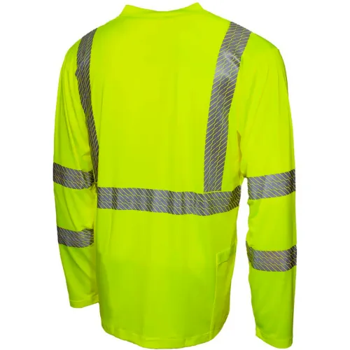 Pyramex® RLP1 Long Sleeve Pullover T-Shirt with UV Protection, Class 3, S, Hi-Vis Lime - Pkg Qty 5 - Image 3