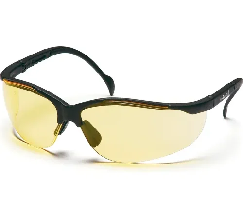 Venture Ii® Safety Glasses Amber Lens , Black Frame - Pkg Qty 12