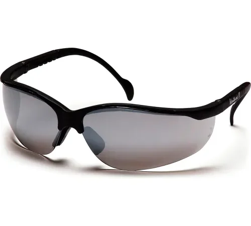 Venture Ii® Safety Glasses Silver Mirror Lens , Black Frame - Pkg Qty 12