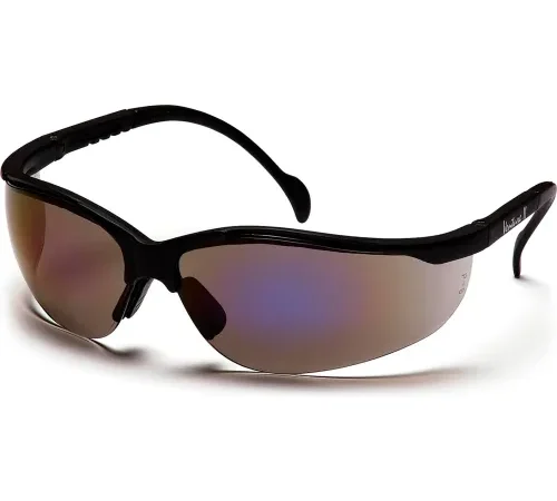 Venture Ii® Safety Glasses Blue Mirror Lens , Black Frame - Pkg Qty 12