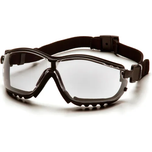 V2g® Safety Glasses Clear Anti-Fog Lens , Black Strap/Temples - Pkg Qty 12