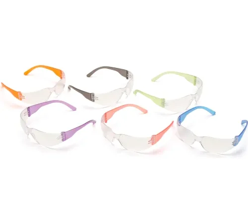 Intruder" Safety Glasses Multi-Pack Clear Lens, Assorted Temple Colors, 12 Pairs/Dozen