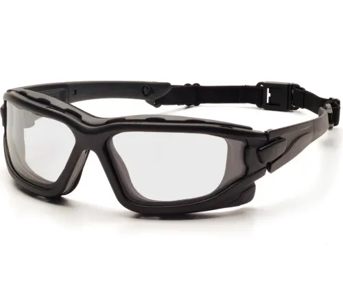 I-Force" Safety Glasses Clear Anti-Fog Lens , Black Temples/Strap - Pkg Qty 12