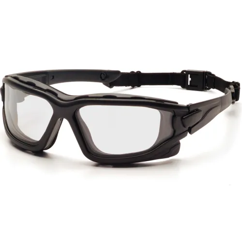 I-Force" Safety Glasses Clear Anti-Fog Lens , Black Temples/Strap - Pkg Qty 12