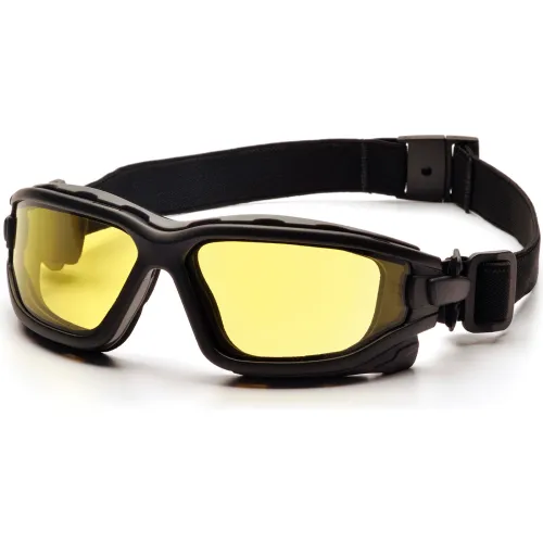 I-Force" Safety Glasses Amber Anti-Fog Lens , Black Temples/Strap - Pkg Qty 12 - Image 2