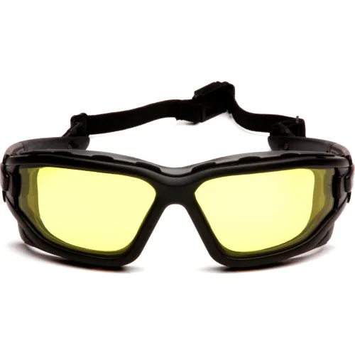 I-Force" Safety Glasses Amber Anti-Fog Lens , Black Temples/Strap - Pkg Qty 12 - Image 3