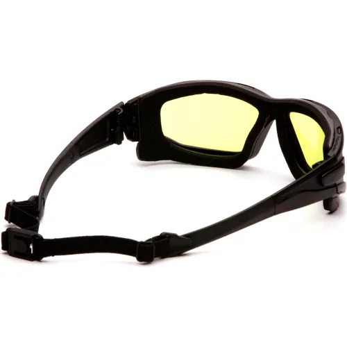 I-Force" Safety Glasses Amber Anti-Fog Lens , Black Temples/Strap - Pkg Qty 12 - Image 4