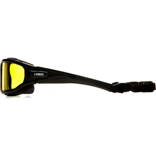 I-Force" Safety Glasses Amber Anti-Fog Lens , Black Temples/Strap - Pkg Qty 12 - Image 5