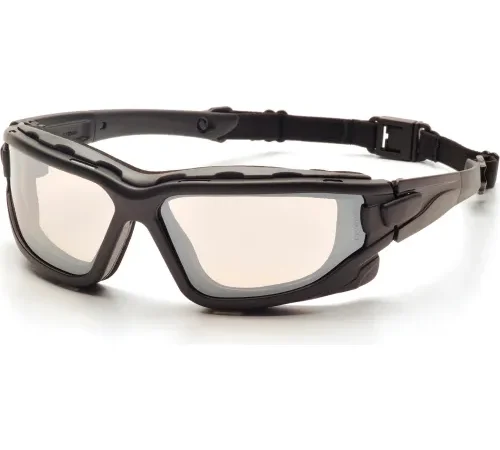 I-Force" Safety Glasses Io Mirror Anti-Fog Lens , Black Temples/Strap - Pkg Qty 12