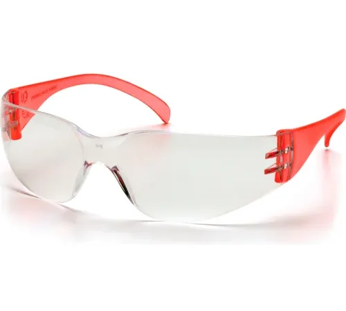 Intruder" Safety Glasses Clear Lens , Red Temples - Pkg Qty 12